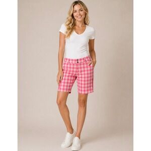 Columbia Omni-Wick Plaid Outdoor Hiking Golf Shorts Women's Sz 8 Lightweight